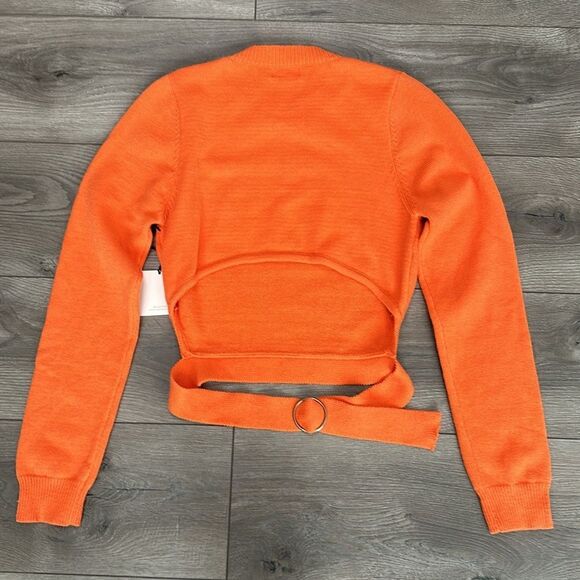 Superdown Iris Cutout Back Orange Long Sleeve Knit Sweater Size Large - Picture 6 of 10